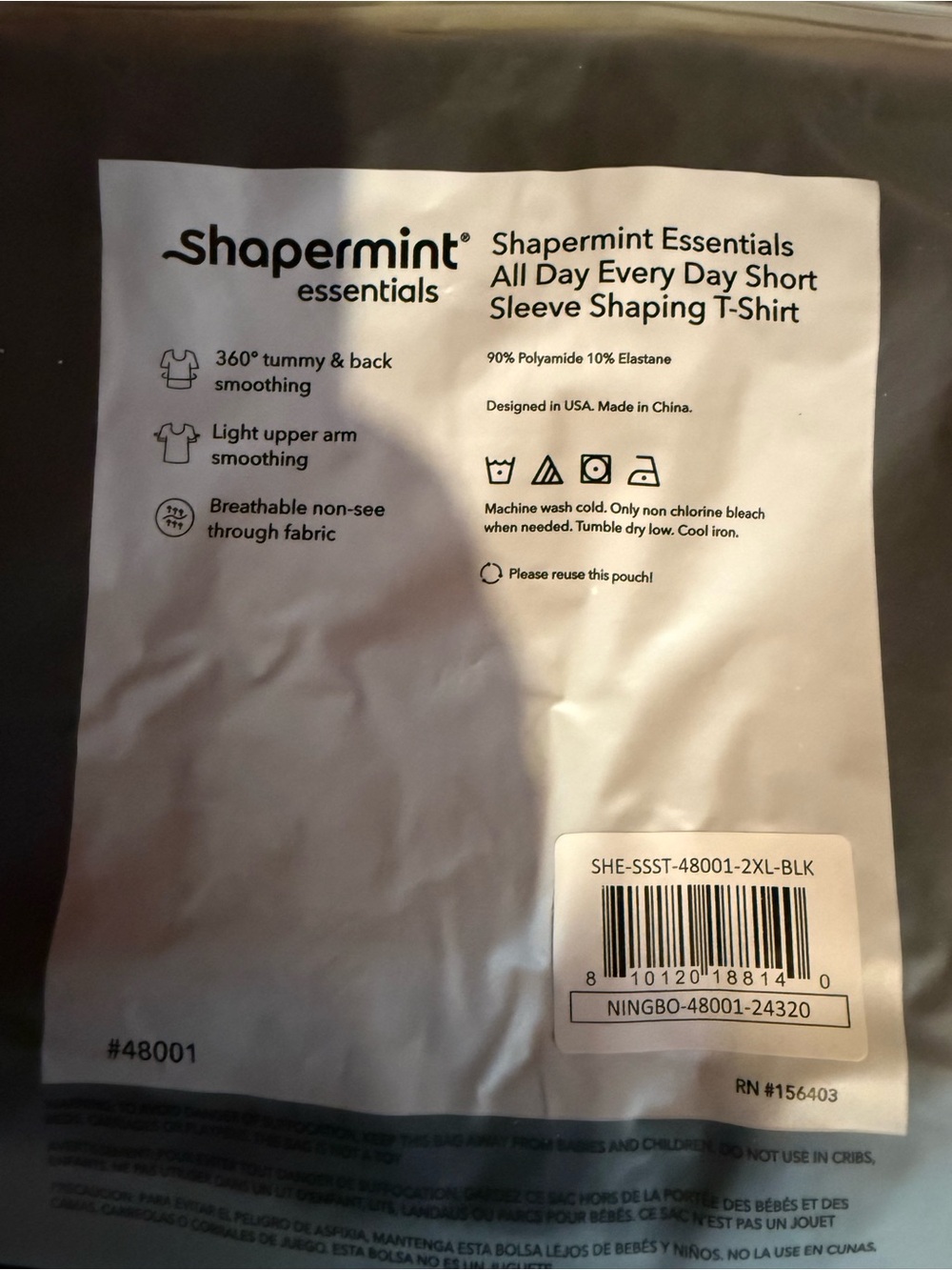 Shapermint essentials All Day Short Sleeve Shaping T-Shirt — 2XL Black